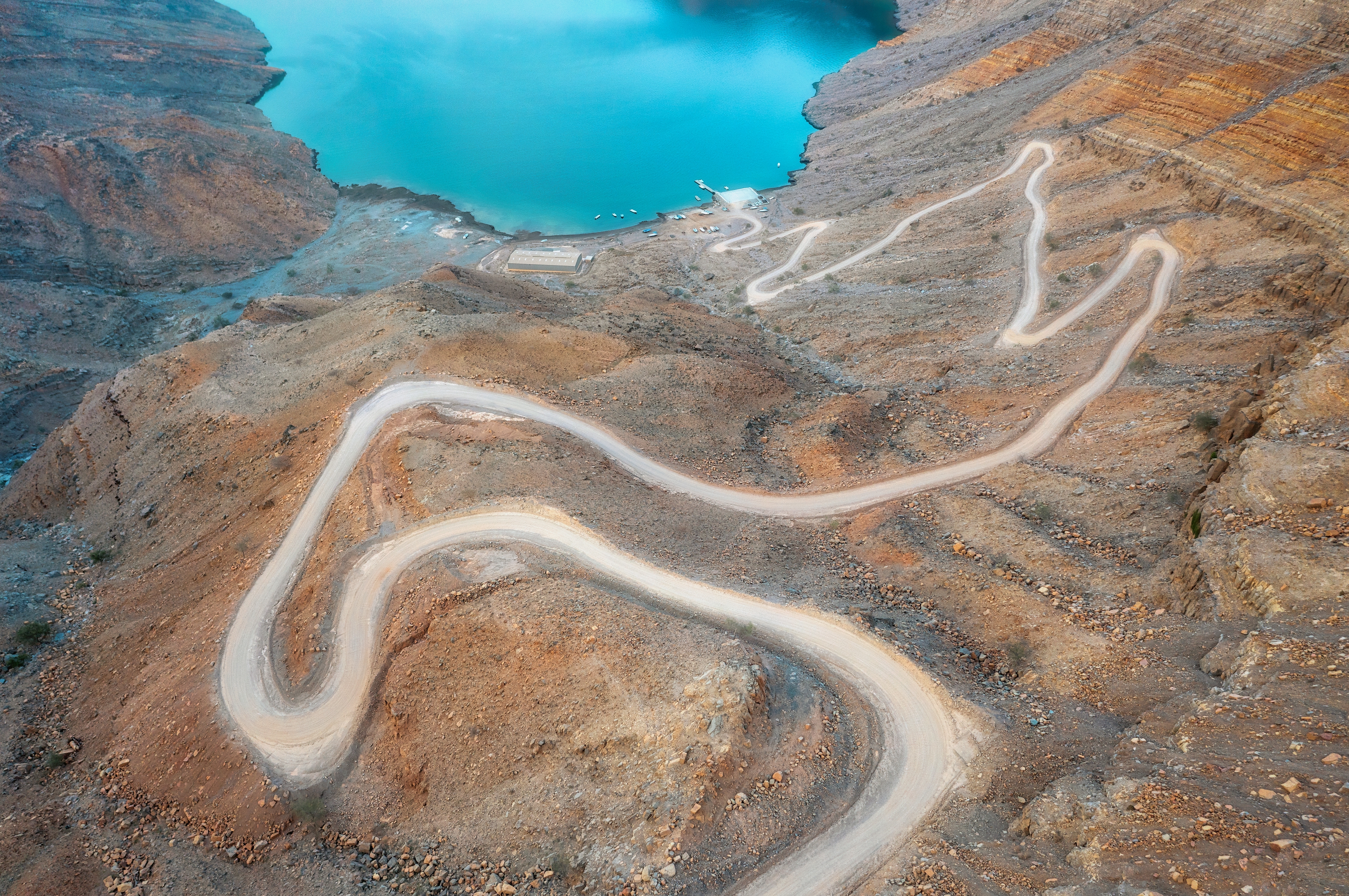 Aerial road through coastal mountains